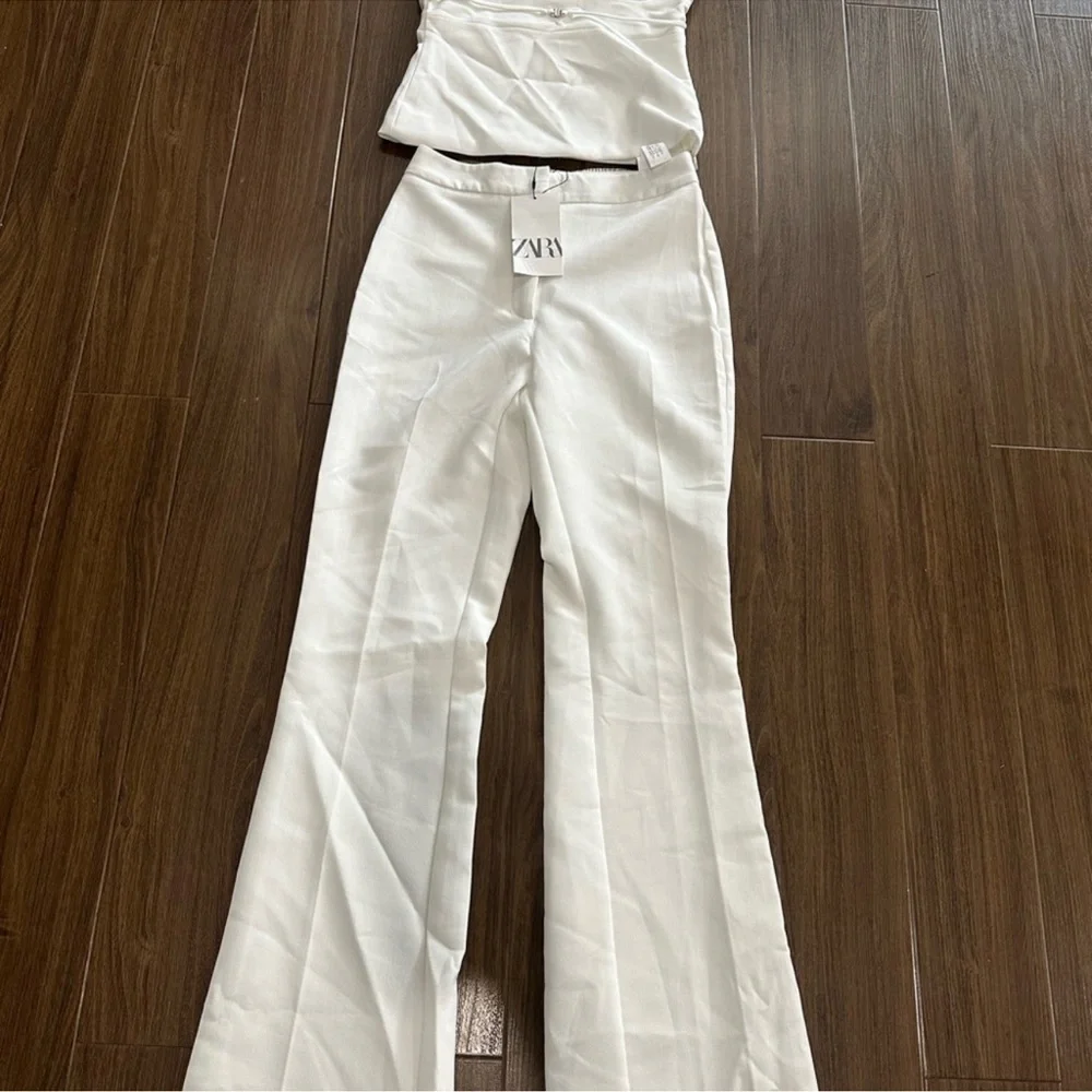 Zara White Women's Boot Cut Pants & Jumpsuit Set - Picture 3 of 6